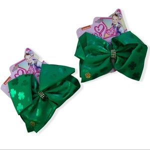 Jojo Siwa Green Clover Shamrocks Lucky Bows - Set of 2